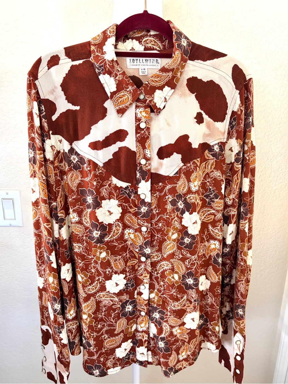 Idyllwind Brown and Cream Floral Paisley Western Button-Up Shirt